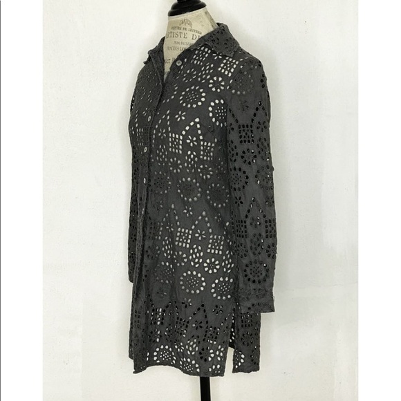 🌸 Anthropologie Gray Buttoned Down Dress By Spiegel Size 6 - Picture 4 of 11